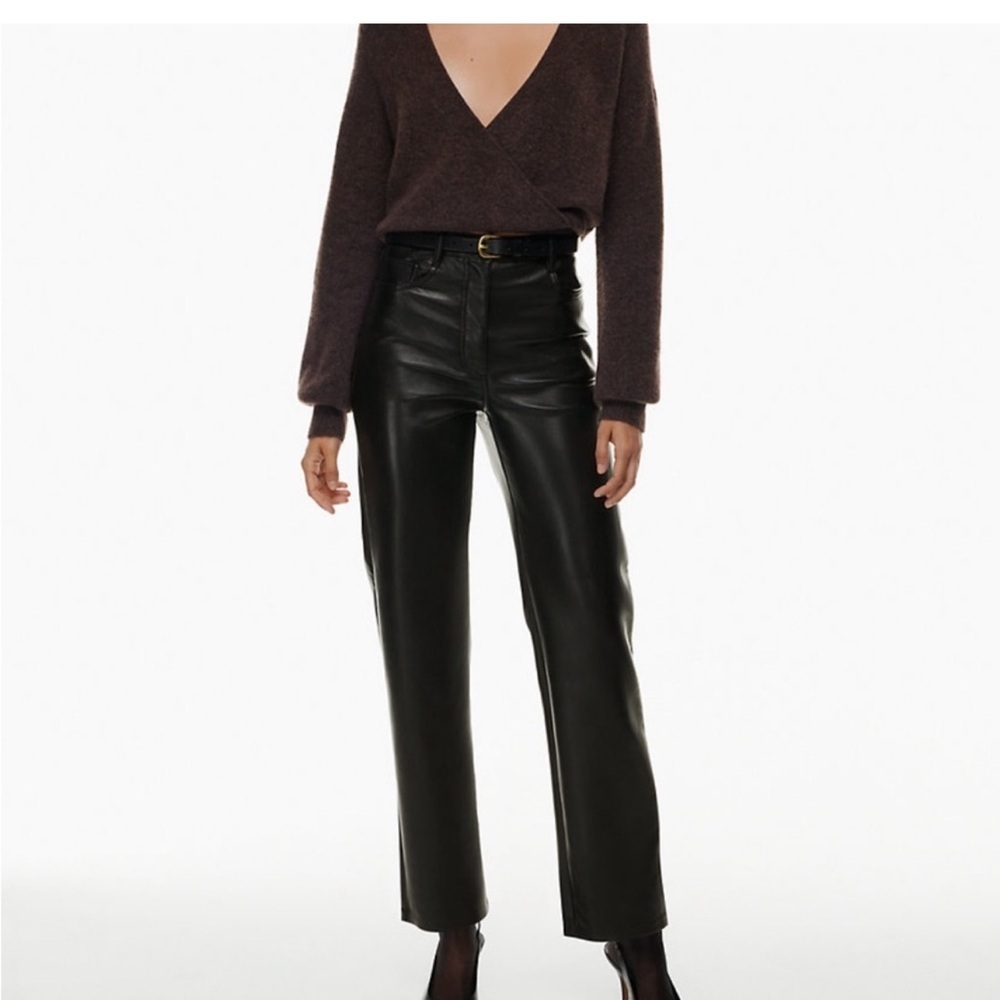 Aritzia Black Melania leather Pant sz 8
